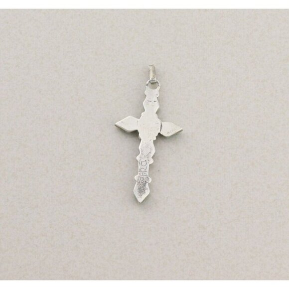 Pendant Only Sterling Silver Turquoise Cross Pendant 2" x 7/8" - Picture 3 of 6